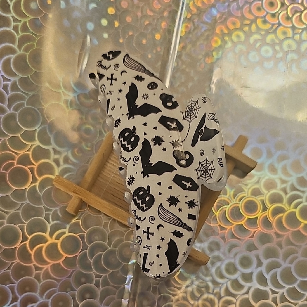 Black and White Halloween Patterned Hair Clip